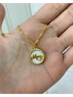Collar - Dije Mom. Baño de oro 18K