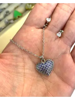 Set de corazón plateado