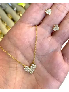 Set de collar y zarcillo - corazon circones