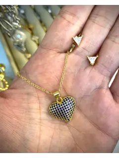 Set de corazón dorado y azul