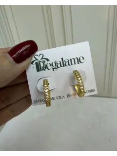 Zarcillos dorados con cristales incrustados