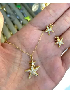 Set de collar y  zarcillo - estrella de mar