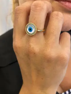 Anillo de Ojo Turco - Baño de oro 18K