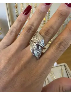Anillo doble hoja - Plateado