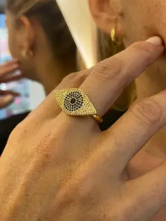 Anillo de Ojo Turco - Baño de oro 18K