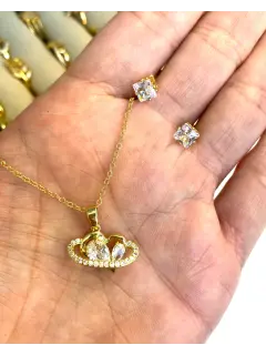 Set de collar y zarcillo - corazon