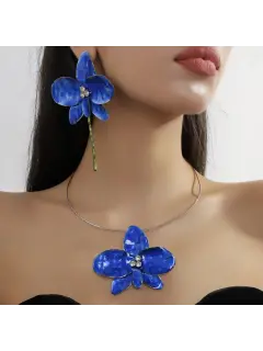 Juego de collar y zarcilo Floral moderno