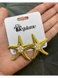 Zarcillos estrella de mar con perlas