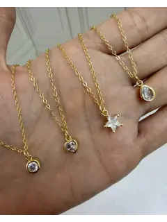 Collares -  Dijes con circones de estrella, corazón, gota y circular