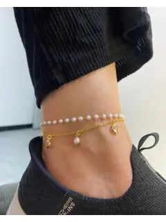Tobillera perla de corazón