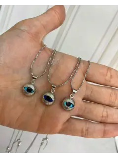 Collar dije de Ojo Santa Lucía - Rodio