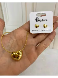 Set de collar + zarcillo - Forma de corazón. Serie #CO024