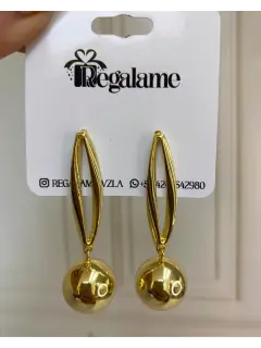 Zarcillo alargado dorado - Tipo bolita