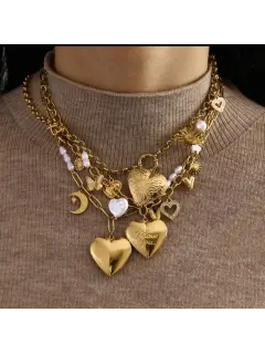 Collar tipo relicario con dijes para colocar fotografía