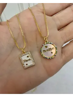 Cadena - Dijes de placa con frase MAMA