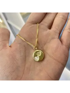 Collar con incrustaciones de nácar - Estrella con luna & Doble corazón