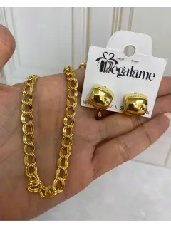 Gargantilla gruesa con zarcillos geométrico - Set de juego