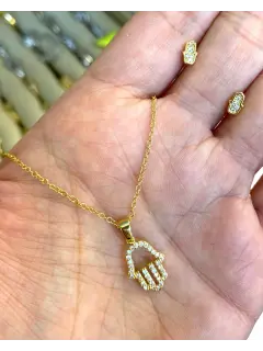 Set de collar y zarcillo - mano de Fatima