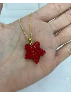 Collar de colgante de estrella con pedrería - Color Roja