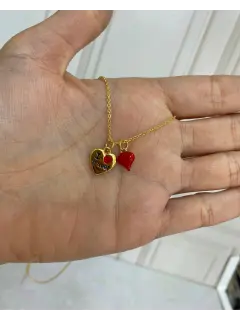 Collar doble dijes - Modelo Corazón &  I Love