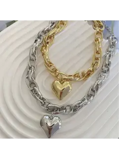 Collar con corazón - estilo Hip Hop elegante