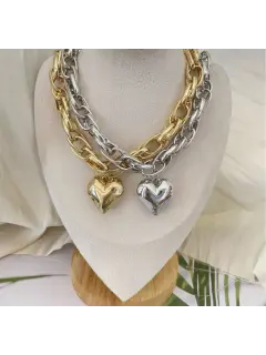Collar con corazón - estilo Hip Hop elegante